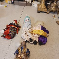 Vintage Porcelain Dolls Clowns And Jesters