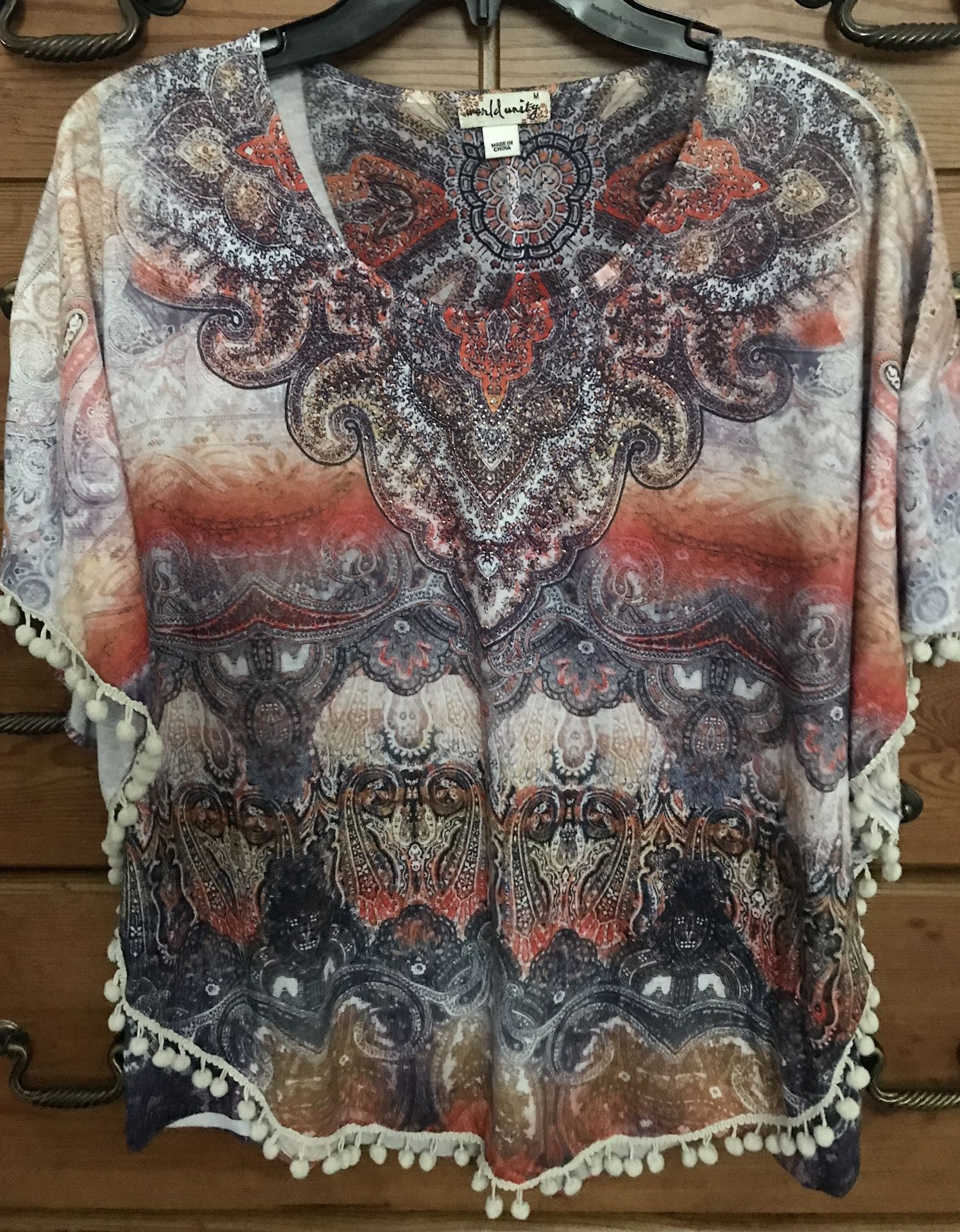 World Unity Orange Poncho Shirt
