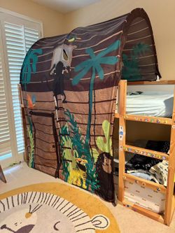 Nice KURA Reversible bed, white/pine, Twin