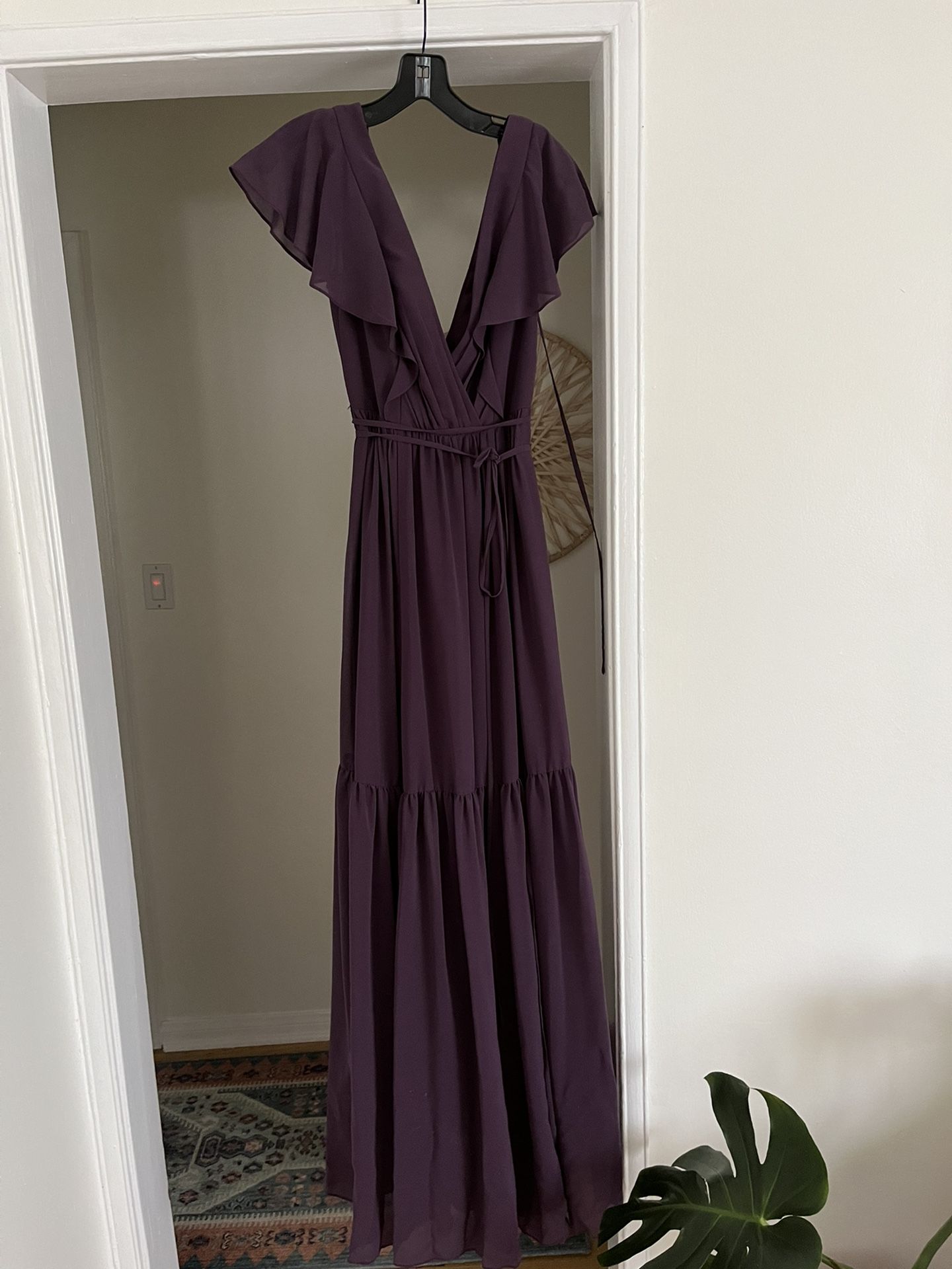 chocolate brown fall dress Katalia Off Shoulder Maxi / Plus its shirred back WEDDING TREND Bridesmaid dresses Size:W29 affordable dress