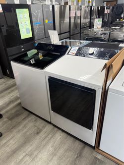 LG - 5.5 Cu Ft Smart Top Load Washer With AI Wash, Deep Wash & 7.3 Cu Ft Smart 220 Volt Electric Dryer Set - Alpine White 🔥🔥