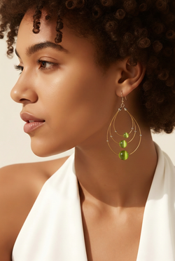 Women Hoop Earring with Green Beads for St. Patrick’s Day