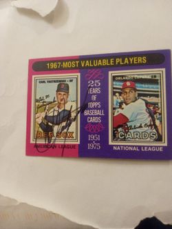 Vintage Autographed Carl Yazrstremski 1975 Topps