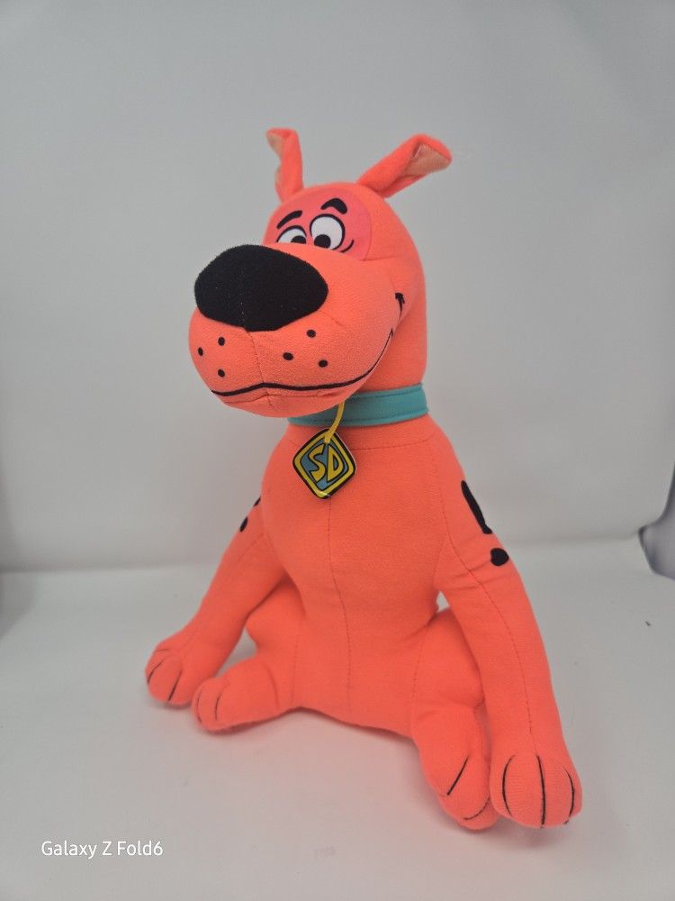 Neon Coral (Pink Orange) Scooby Doo Plush Stuffed Animal 14"