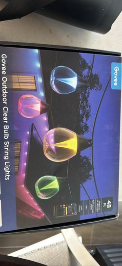 Govee Clear Bulb Outdoor String Lights, 48ft RGBWIC Dimmable Patio & Backyard Lights with 15 LED Bulbs, 111 Modes, IP67 Waterproof & Shatterproof, Wor