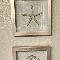 Set Of Four Framed Sea Life nautical Wall Art
