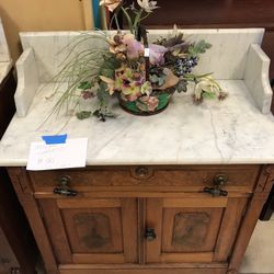 Antique Marble Top Cabinet 