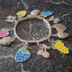 Assorted Fruit Charm Stretchable Bracelet 