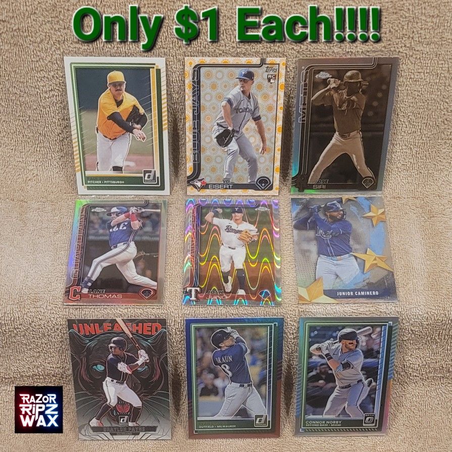 ** $1 EACH ** MLB BASEBALL TRADING CARDS 8 PICS TOPPS CHROME DONRUSS OPTIC INSERTS PARALLELS BASE