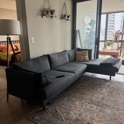 Dark Grey Mid century Modern Couch