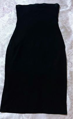Black Strapless Bodycon Midi Dress