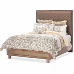 Queen Bed Frame with Quilted Upholstered Headboard