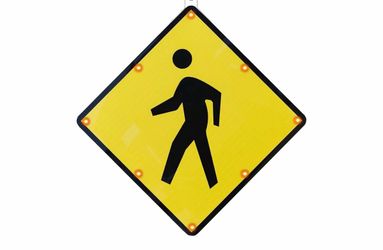 24'' Solar Powered LED Flashing Pedestrian Crossing/Slow Down Pedestrian Traffic/ Led Blinking Street Warning Sign Engineer Grade Relective Film Heavy