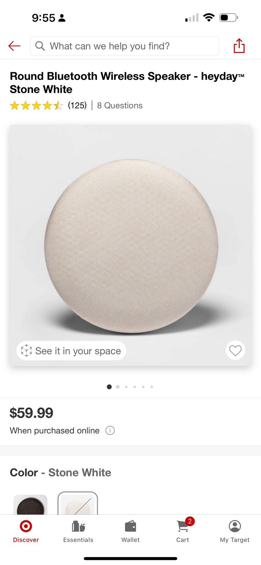 Round Bluetooth Wireless Speaker - heyday™ Stone White