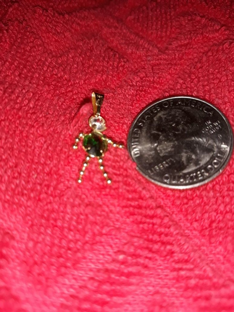 14K Gold Green Birthstone For May Boy Pendant