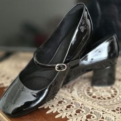 Patent Leather Mary Janes Heel Shoes