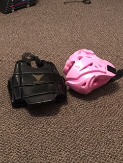 Martial arts girls helmet and chest protector.