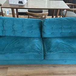 Beautiful Mid In Mod "Kirby" Teal Sofa - Need Gone ASAP