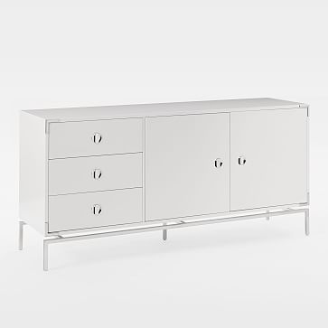 West Elm Buffet / Sideboard In White Laquer & Chrome Hardware