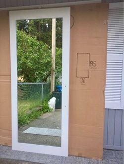 White Sliding Barn Door 85” x 36” Full-Length Mirror – Bulk Available