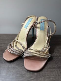 Blue by Betsey Johnson Pink Rhinestone Strappy Heels Size 7.5
