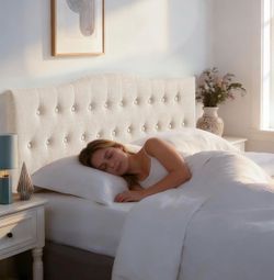 Tufted Upholstered Headboard King Size, Sturdy and Durable Solid Wood Bed headboard, Fabric Headboard Adjustable Height from 37” to 51”, Modern Button