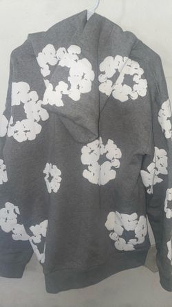 Gray denim tear hoodie