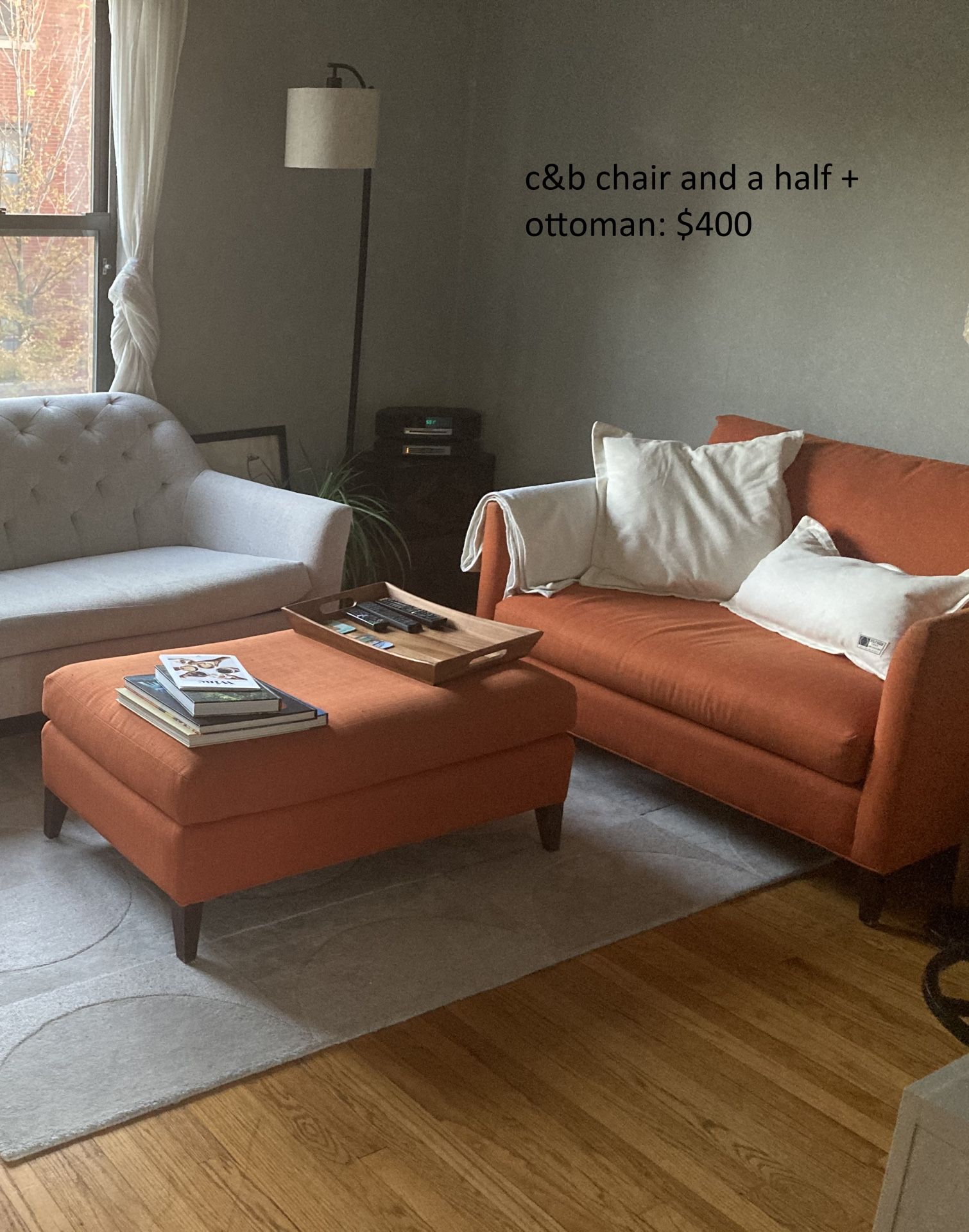 orange Crate & Barrel giant chair + ottoman!