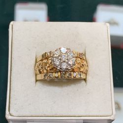 14k Diamond Nugget Wedding Set 