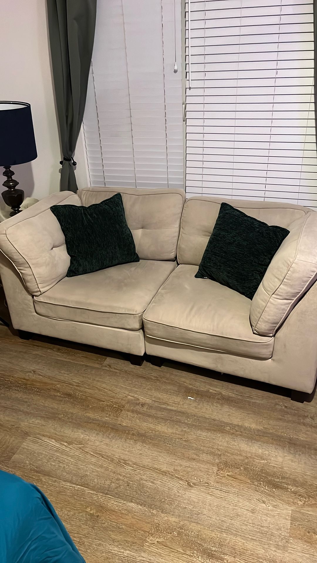 Modular Beige Sectional Sofa – Connectable Pieces with Hidden Clamps