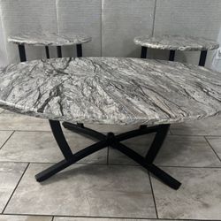 Set Of 3 Coffee Table And 2 End Tables 