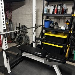 Bench/squat rack & weight plates 