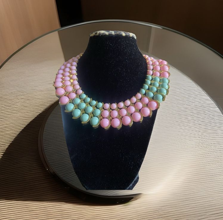 IMAN Cleopatra’s Necklace Pink Green Adjustable