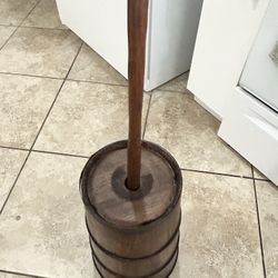 Antique Butter Churn Vintage  Wood Metal Banded