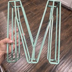 Metal 3D Letter M Green And Gold 
