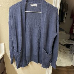 Blue Cardigan With Pockets