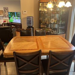8 Piece Dining Table Set And Cabinet