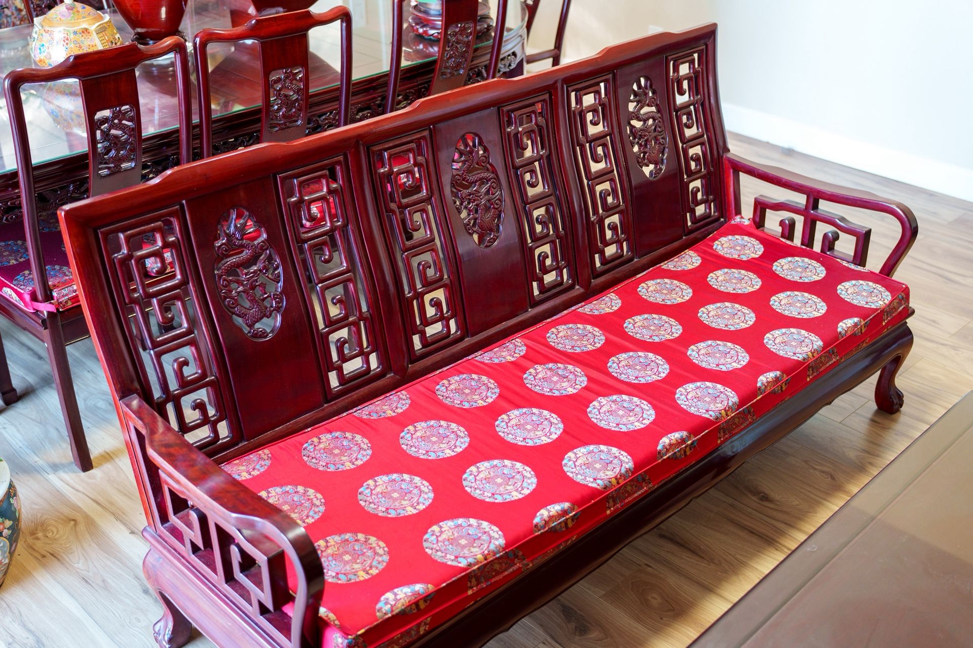 Chinese Oriental Rosewood Furniture Long Lounge Bench