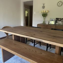Crate And Barrel Kitchen Table With Bench And 4 Chairs 