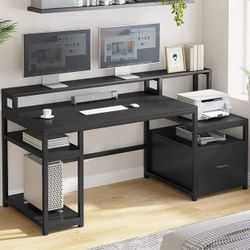  SEDETA Corner Desk, Small Computer Desk with Hutch