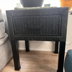 Black Wicker Side Table