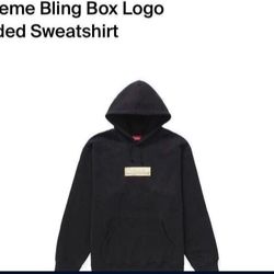 Supreme Bling Box Logo Hooded Sweatshirt  Black Size Small Brand New