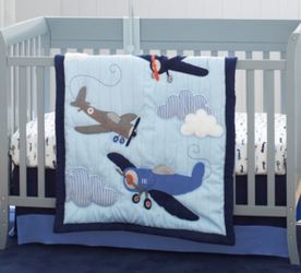 3 Piece Airplane Crib Toddler Bedding 
