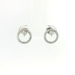 Ladies Sterling Silver CZ Circle Earrings 11057529