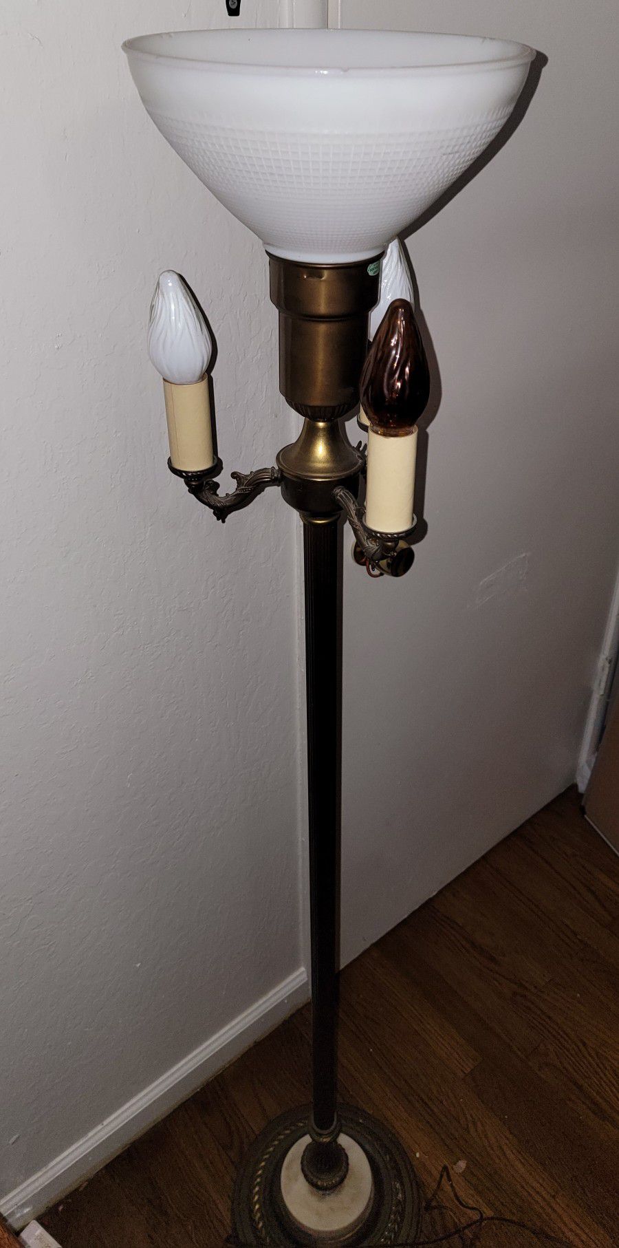 1940s Antique Brass Lamp Marble 