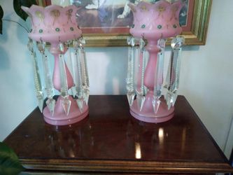 Pink luster Mantle Lamps. Very Exquisite. Great Condition.