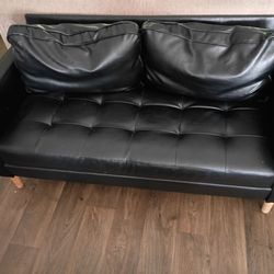 Black Faux Leather Love Seat