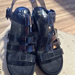 Mix No 6 Chloe Sandals Strappy Heels ~ Clear Black ~ Size 6M