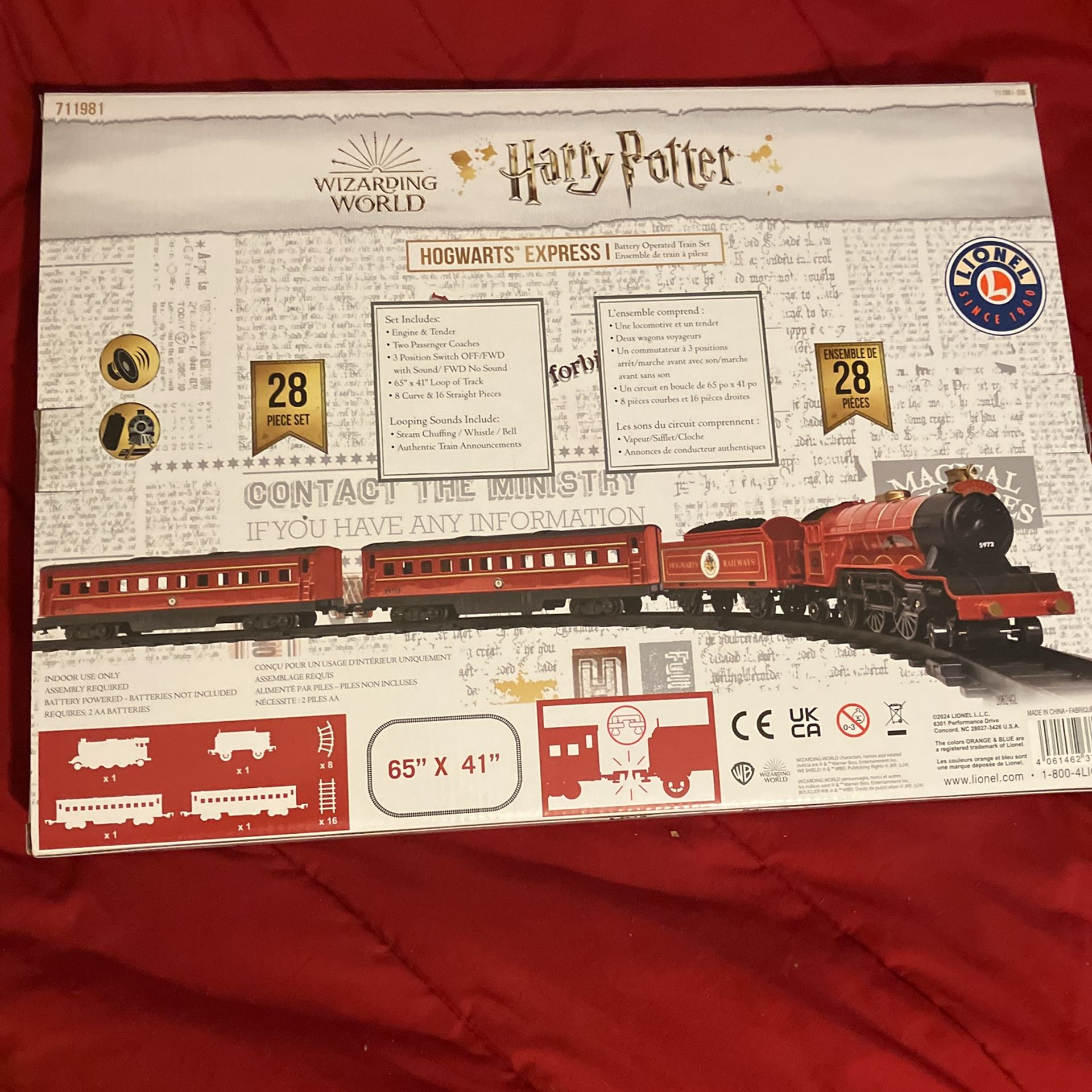 2/ 40 Per Set Harry Potter 28pc HOGWARTS EXPRESS Lionel Train Sets . One From 2022 ,And The Other From 2024 , Boxes Never Opened for The Collector.