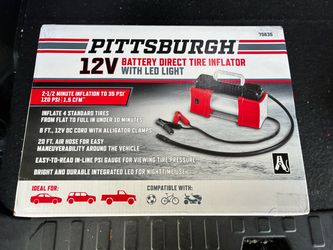 12V Battery-Direct Tire Inflator with Led Light